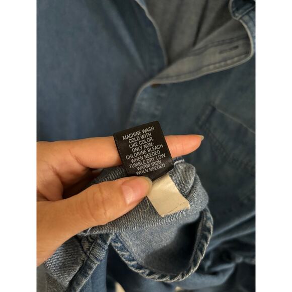 Croft & Barrow Shirt Men XL Blue Denim Casual Button Down Long Sleeve Collared - Picture 10 of 11